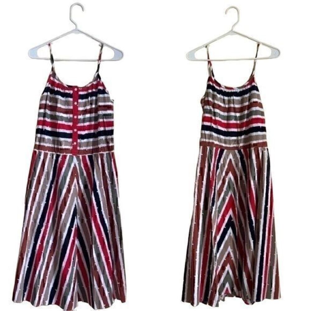 Vintage Jordache Striped Spaghetti Strap Midi Dress